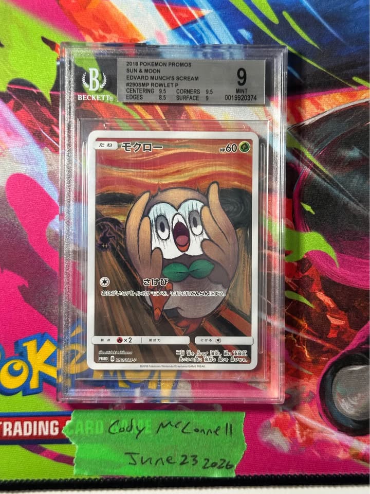 BGS 9 | Rowlet [Edvard Munch's Scream] Pokemon 2016 Sun & Moon Promo - Mint