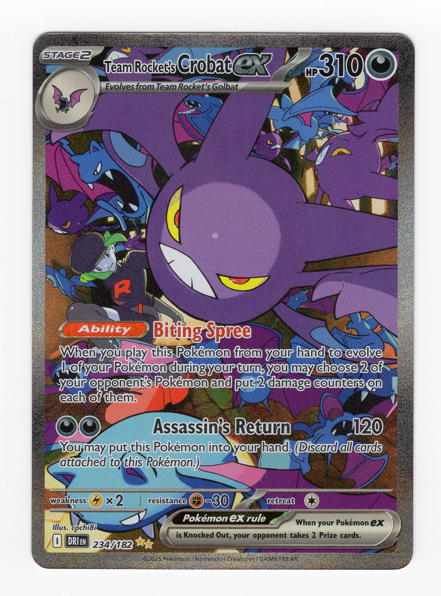 Team Rocket's Crobat ex #234 Pokemon Destined Rivals Special Illustration Rare Near Mint